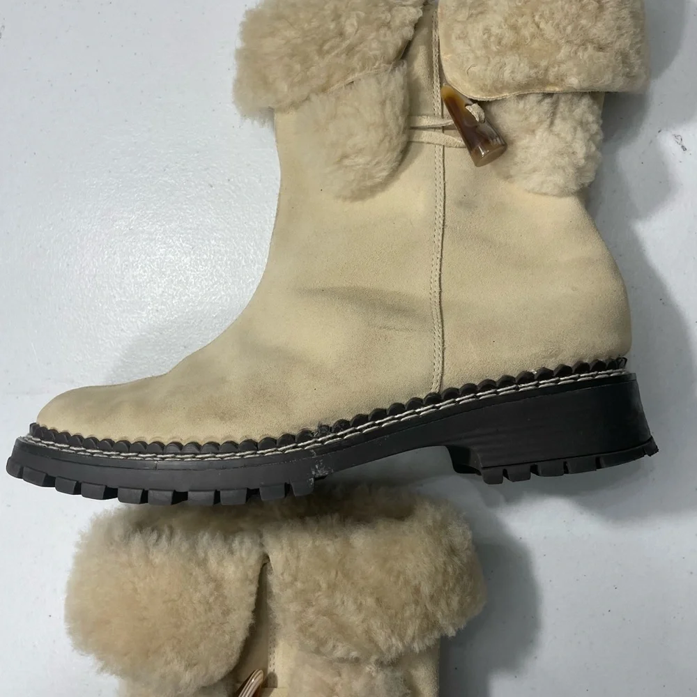 Coldwater Creek Beige Shearling Winter Boots SB-